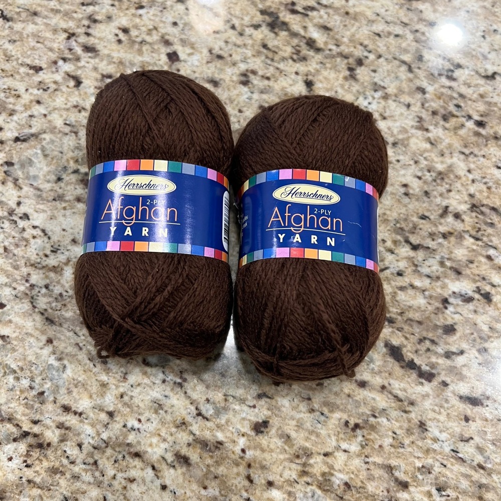Herrschners 2-Ply Afghan Yarn 2 Skeins Earth Brown 0066 Acrylic Fine 2 Weight